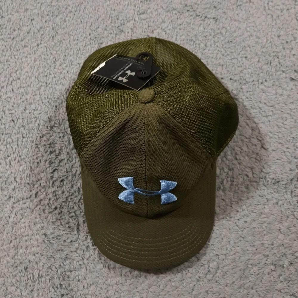 Under Armour Hat Cap Mens Snapback Meshback Baseball Green Logo NEW